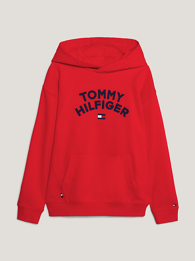 orange archive hoodie met logo voor jongens - tommy hilfiger
