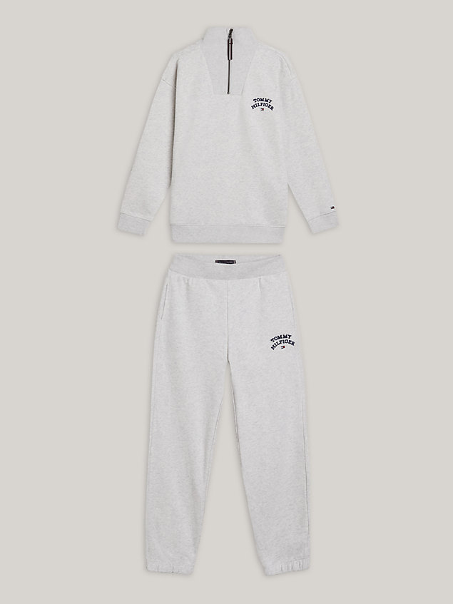 grey zestaw z bluzą i joggerami archive z logo dla boys - tommy hilfiger