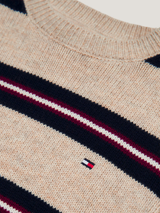 brown stripe flag embroidery jumper for boys tommy hilfiger