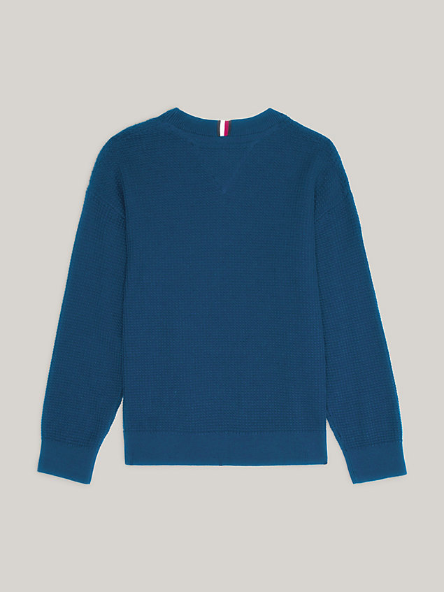 blue essential archive trui met wafeltextuur voor jongens - tommy hilfiger