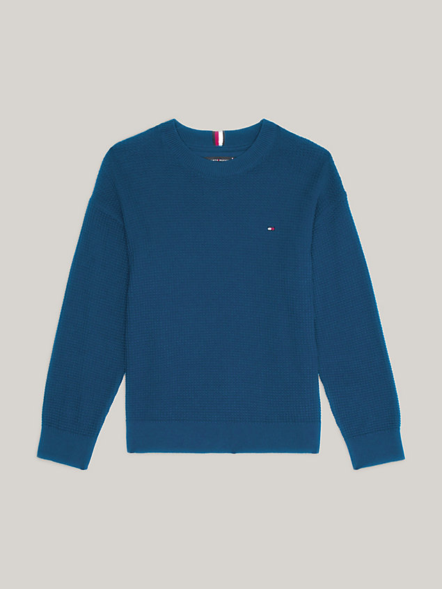 blue essential pullover mit waffel-struktur für jungen - tommy hilfiger