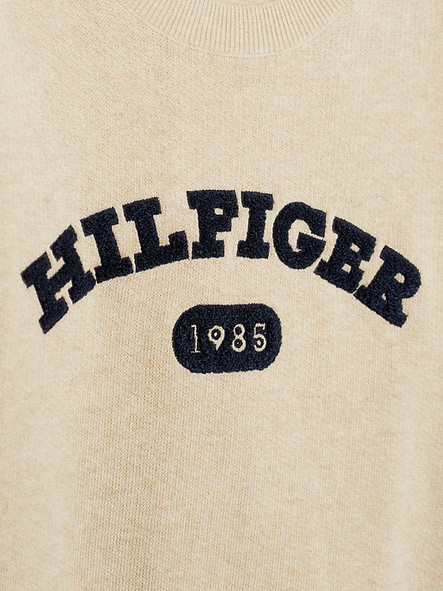 beige textured knit terry archive jumper for boys tommy hilfiger