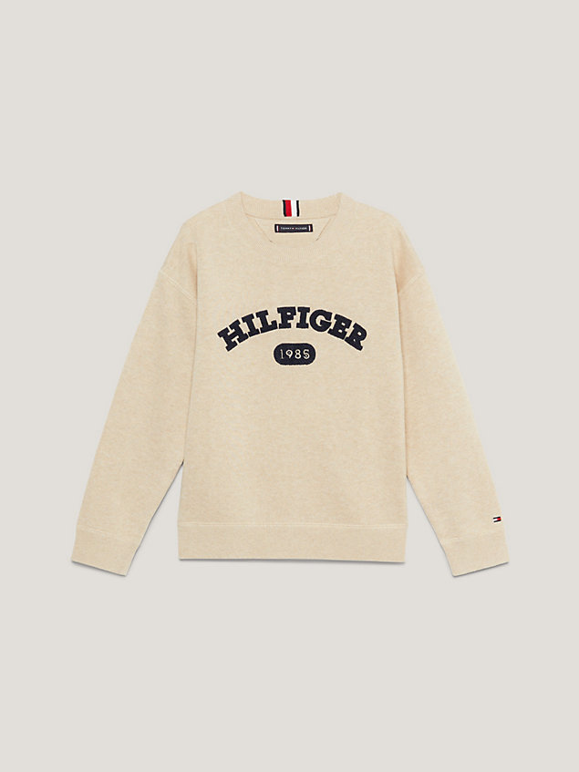 beige textured knit terry archive jumper for boys tommy hilfiger