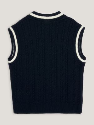 Essential Cable Knit Sweater Vest, Blue