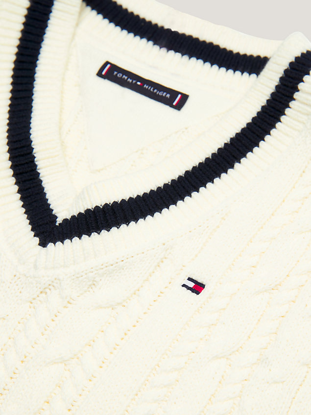 white essential cable knit sweater vest for boys tommy hilfiger