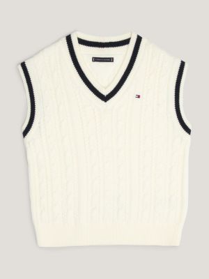 Essential Cable Knit Sweater Vest WHITE Tommy Hilfiger