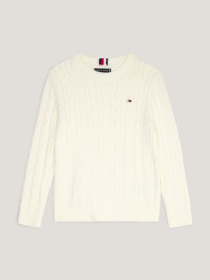 Essential Cable Knit Jumper White Tommy Hilfiger