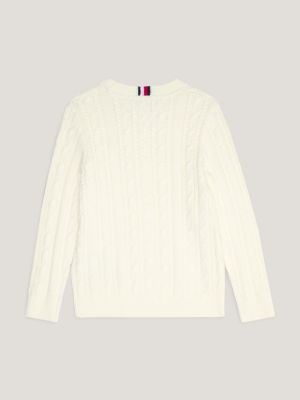 Essential Cable Knit Jumper White Tommy Hilfiger