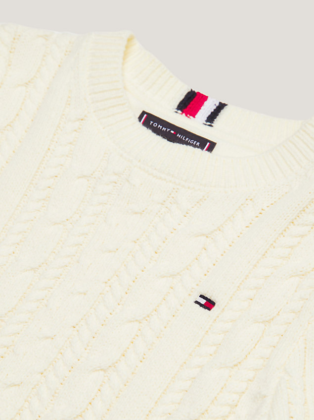 pullover essential a maglia intrecciata white da bambino tommy hilfiger