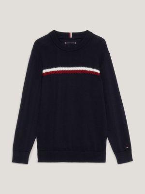 Intarsia Global Stripe Crew Neck Jumper | BLUE | Tommy Hilfiger