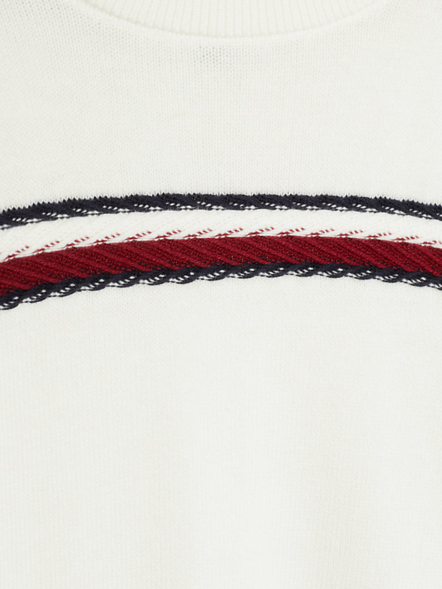 white intarsia global stripe crew neck jumper for boys tommy hilfiger