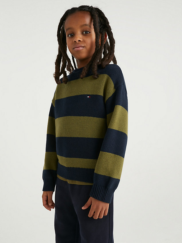blue archive trui met horizontale strepen voor jongens - tommy hilfiger