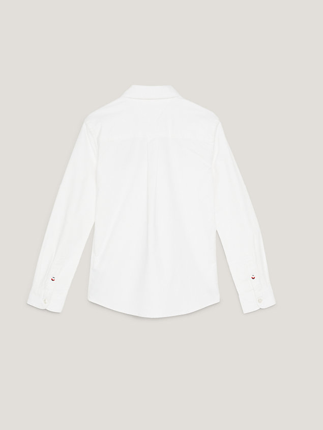 white varsity regular fit oxford-overhemd met geborduurd logo voor jongens - tommy hilfiger