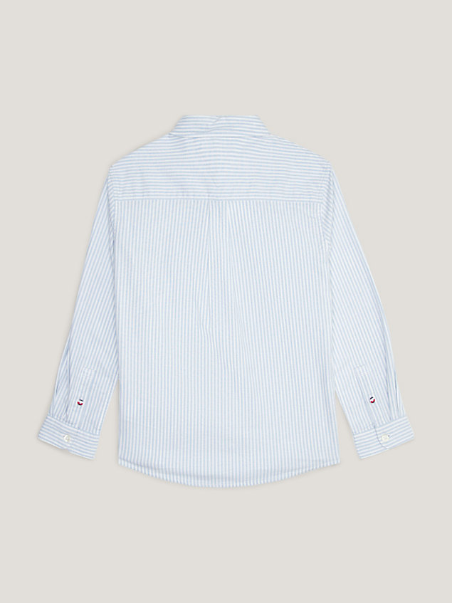 blue essential regular fit overhemd met ithaca-streep voor jongens - tommy hilfiger
