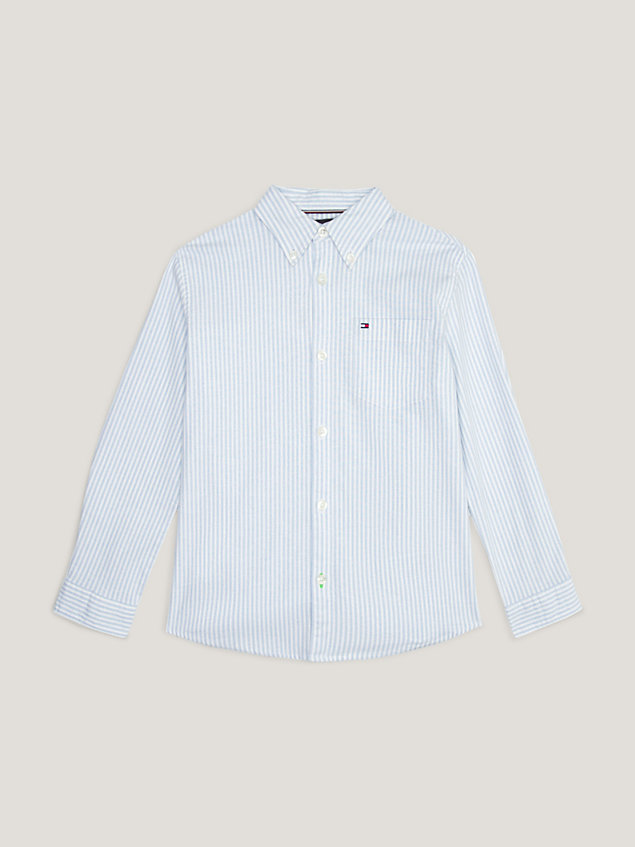 blue essential ithaca stripe regular fit shirt for boys tommy hilfiger