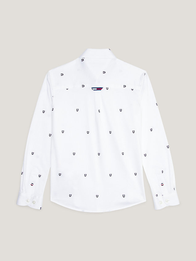 white th monogram regular fit overhemd van jerseykatoen voor jongens - tommy hilfiger