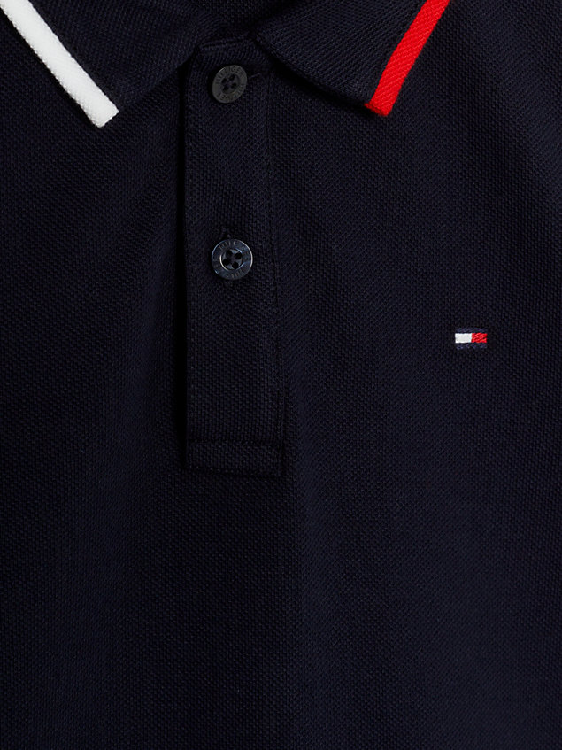 blue regular fit polo met streepdetails voor jongens - tommy hilfiger