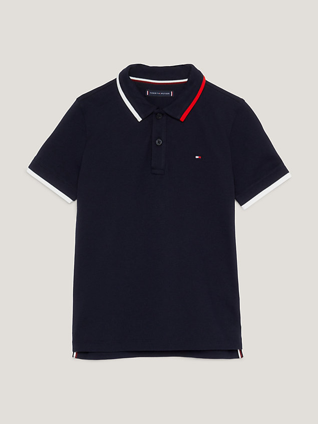 blue tipped collar regular fit polo for boys tommy hilfiger