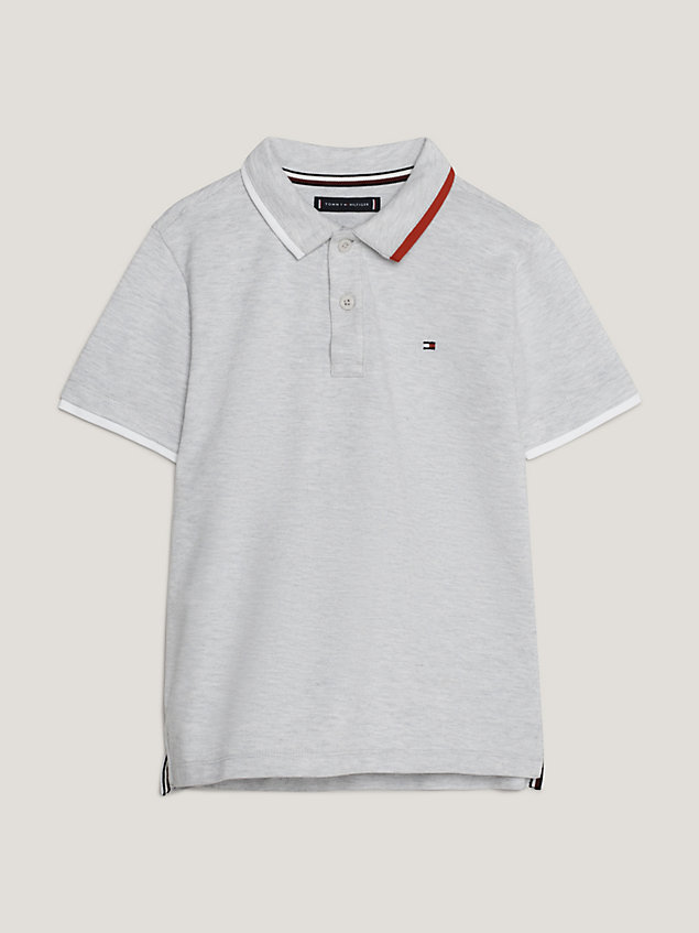 grey tipped collar regular fit polo for boys tommy hilfiger