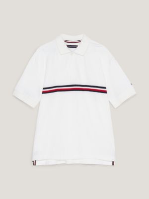 Global Stripe Regular Fit Polo, White