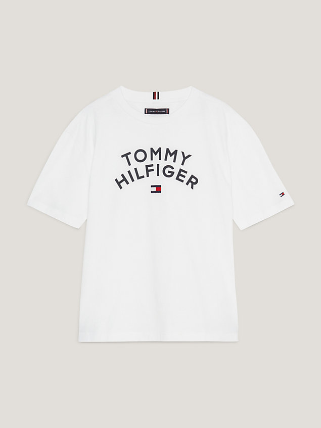 t-shirt archive fit con logo grafico white da bambino tommy hilfiger