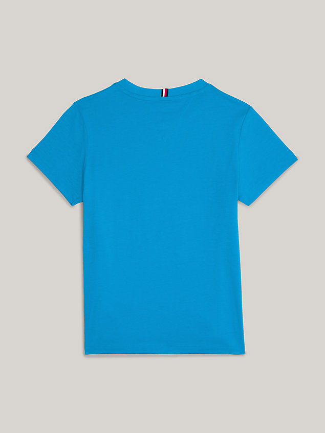 blue colour-blocked crew neck t-shirt for boys tommy hilfiger