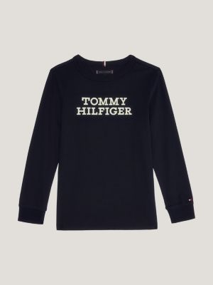 T shirt manches longues et logo Bleu Tommy Hilfiger