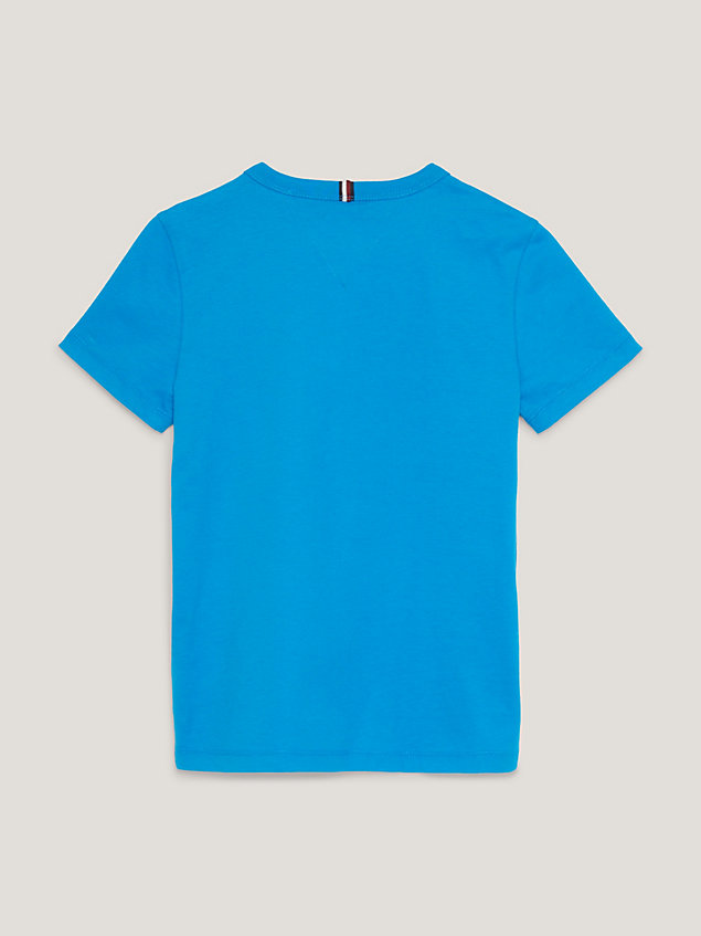 blue t-shirt aus gepeachter baumwolle mit logo für jungen - tommy hilfiger