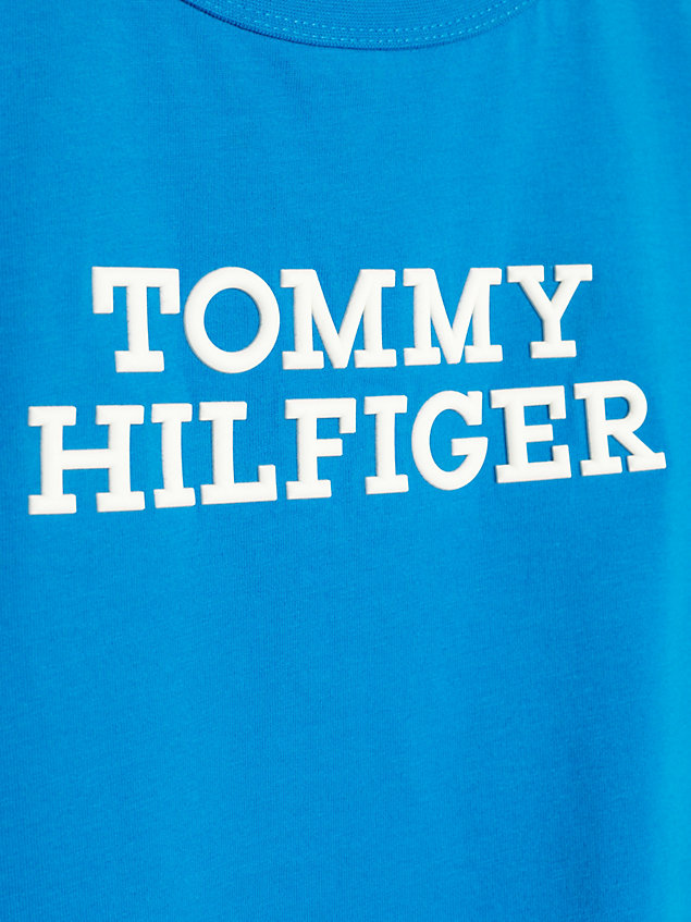 blue t-shirt aus gepeachter baumwolle mit logo für boys - tommy hilfiger