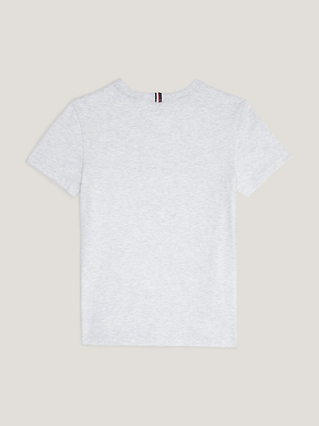 grey logo peached cotton t-shirt for boys tommy hilfiger