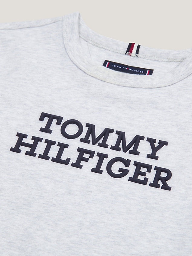 grey logo peached cotton t-shirt for boys tommy hilfiger