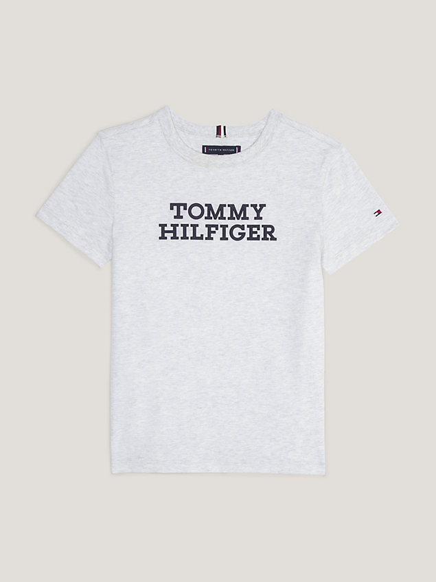 grey t-shirt aus gepeachter baumwolle mit logo für boys - tommy hilfiger
