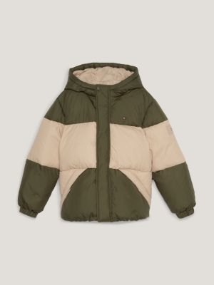 Tommy jeans down puffer deals jacket detachable hood in green