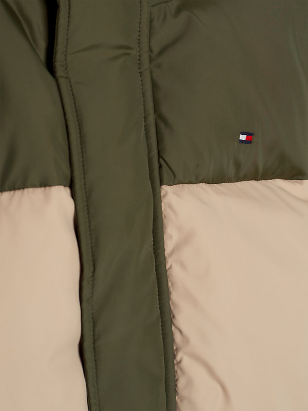 green essential colour-blocked down-filled puffer jacket for boys tommy hilfiger