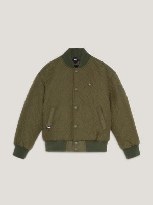 Olive green quilted bomber on sale jacket