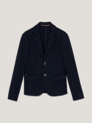 Blazer monopetto in maglia, Blu