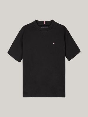 schwarz rundhals-t-shirt mit aufgestickter flag für jungen - tommy hilfiger