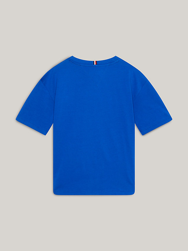 blue t-shirt essential z wyhaftowaną flagą tommy hilfiger dla boys - tommy hilfiger