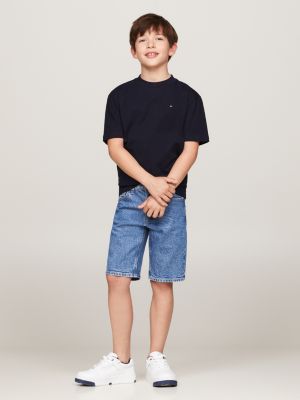 blue flag embroidery crew neck t-shirt for boys tommy hilfiger