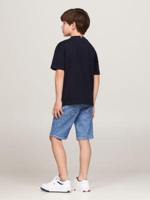 blue flag embroidery crew neck t-shirt for boys tommy hilfiger