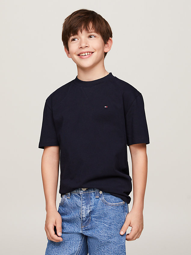 t-shirt essential archive fit blue da bambino tommy hilfiger