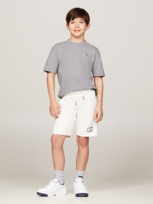 t-shirt con bandierina ricamata grigio da bambini tommy hilfiger