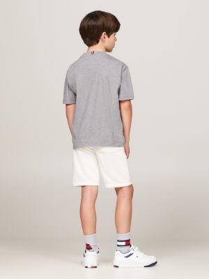 t-shirt con bandierina ricamata grigio da bambini tommy hilfiger