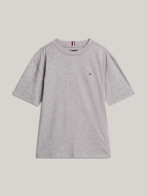 grijs t-shirt met ronde hals en geborduurde vlag voor jongens - tommy hilfiger