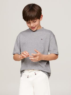 grey flag embroidery crew neck t-shirt for boys tommy hilfiger