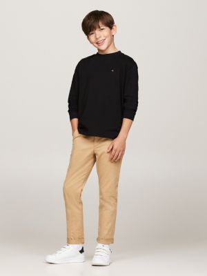 black crew neck long sleeve t-shirt for boys tommy hilfiger