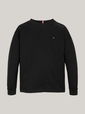 black crew neck long sleeve t-shirt for boys tommy hilfiger