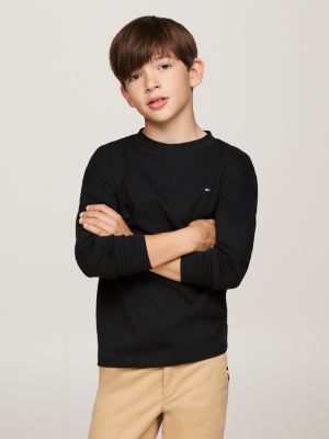 t-shirt a maniche lunghe nero da bambini tommy hilfiger