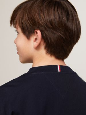 blau langarmshirt mit rundhalsausschnitt für jungen - tommy hilfiger