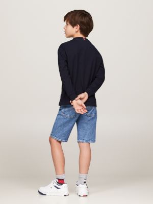 t-shirt a maniche lunghe blu da bambini tommy hilfiger